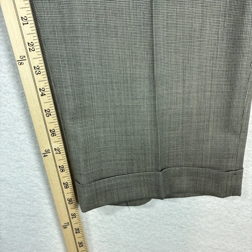 Ralph Ralph Lauren Mens 40x30 Gray Micro‎ Check Wool Pleated Cuffed Dress Pants